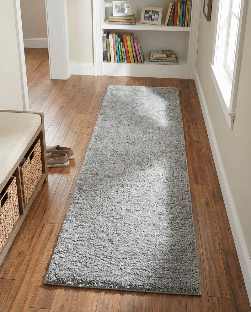 Cozy Comfort Shag Collection Area Rug - Haven (Cloud Gray) Runner Cloud Gray  lifestyle 76