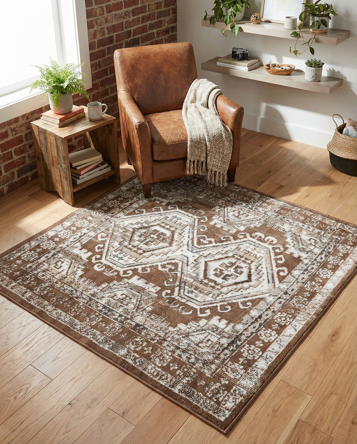 Savannah Elegance Collection Area Rug -  Tybee (Brown) Square Brown  lifestyle 105