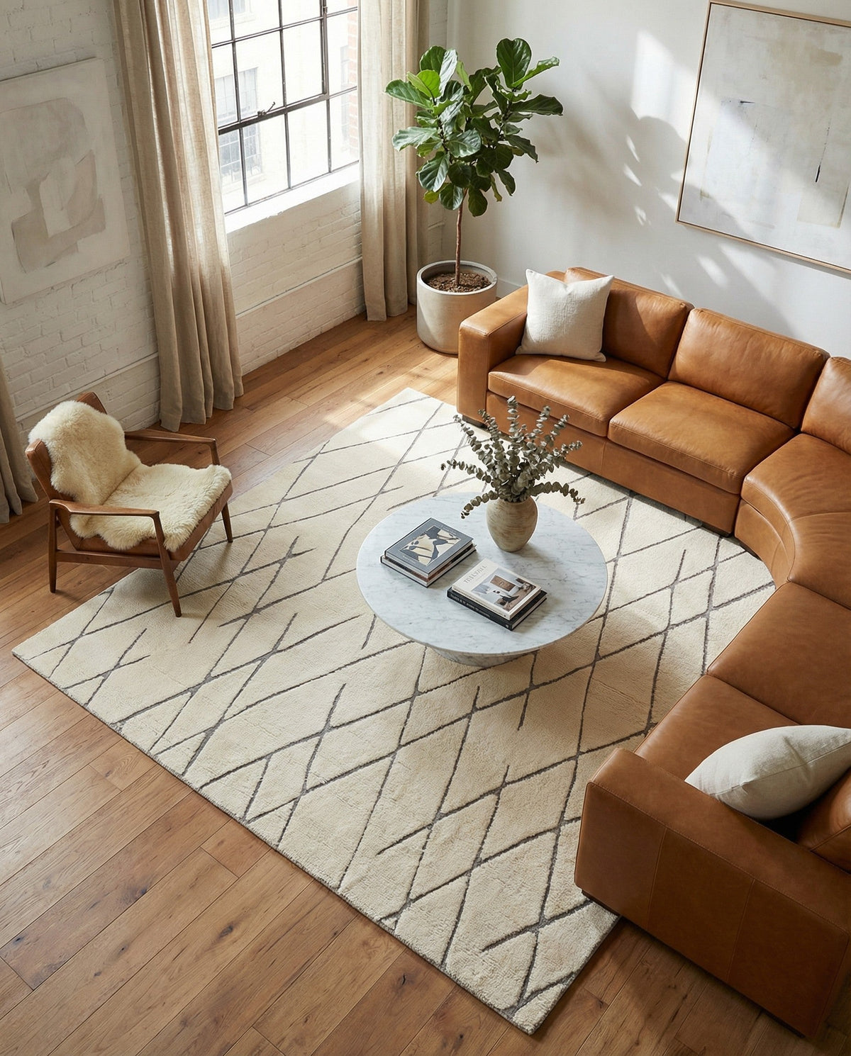 Sahara Berber Wool Collection Area Rug - Marrakesh Square Pure Ivory  lifestyle 152