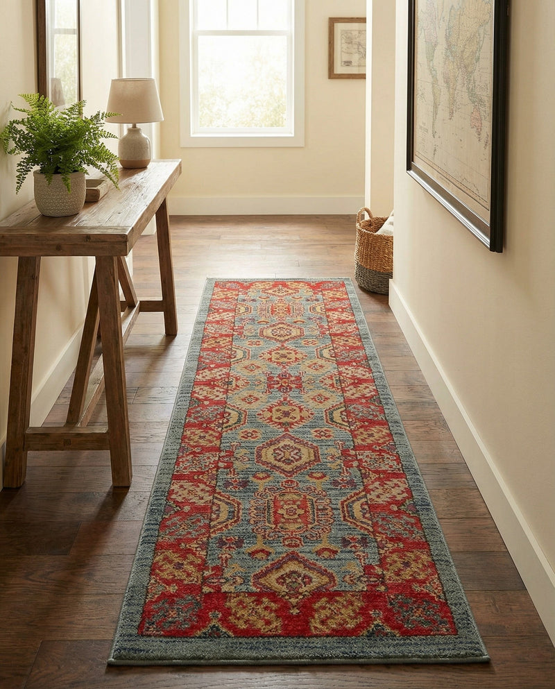 Persian Elegance Collection Area Rug -  Nain Runner Light Blue  lifestyle 53