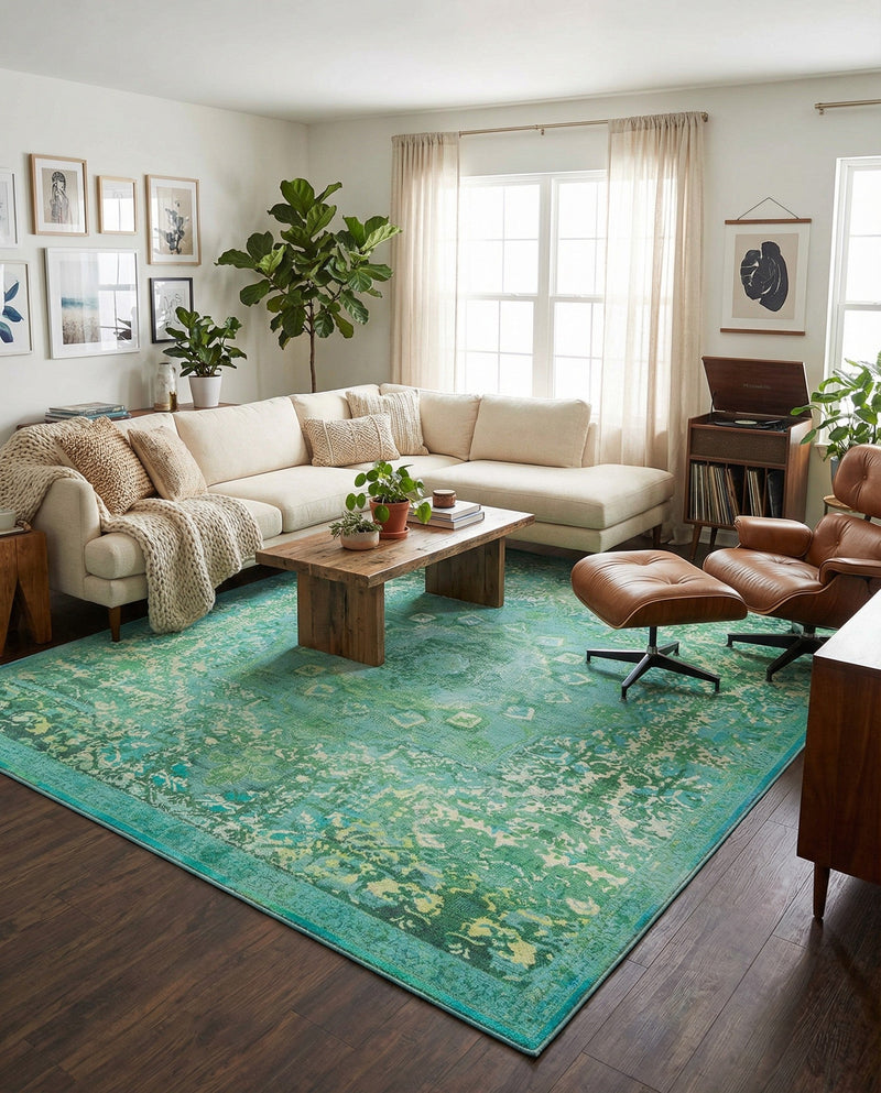 Baroque Era Collection Area Rug - Versailles (Spring Green) Square Spring Green  lifestyle 41