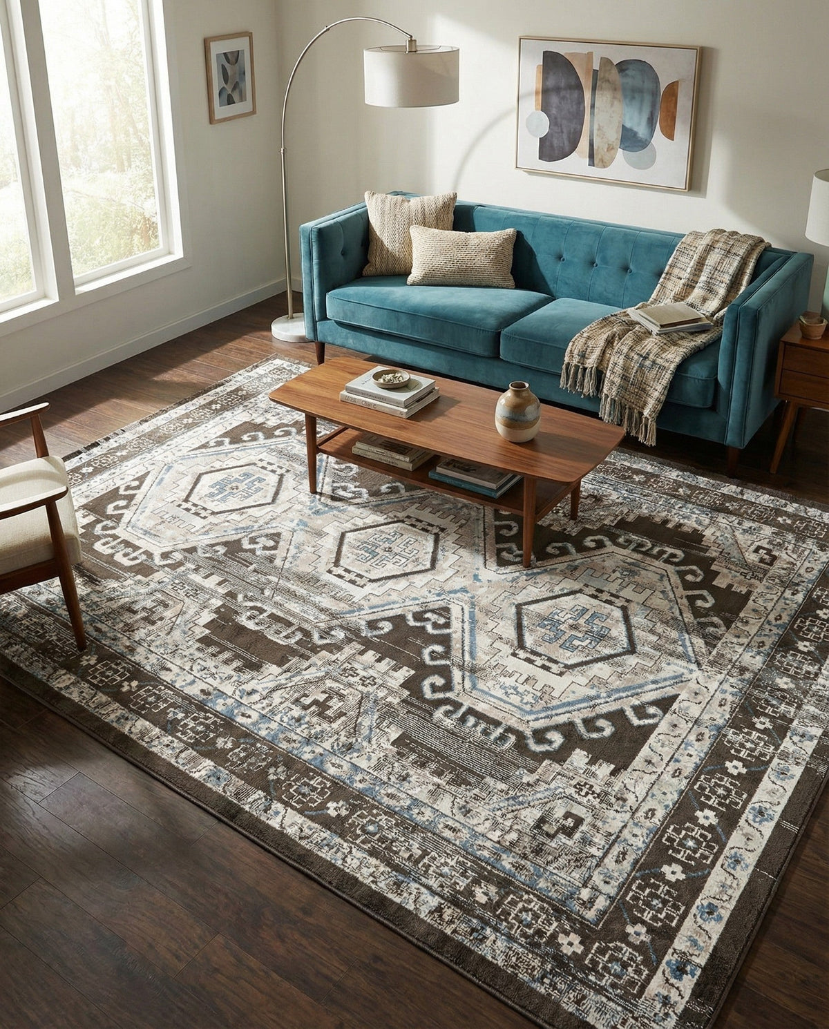 Savannah Elegance Collection Area Rug -  Tybee (Gray) Rectangle Gray  lifestyle 4