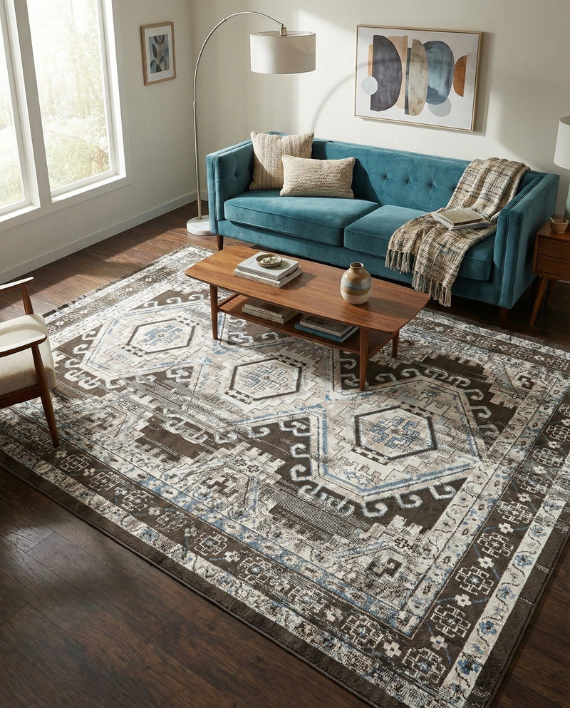Savannah Elegance Collection Area Rug -  Tybee (Gray) Rectangle Gray  lifestyle 4