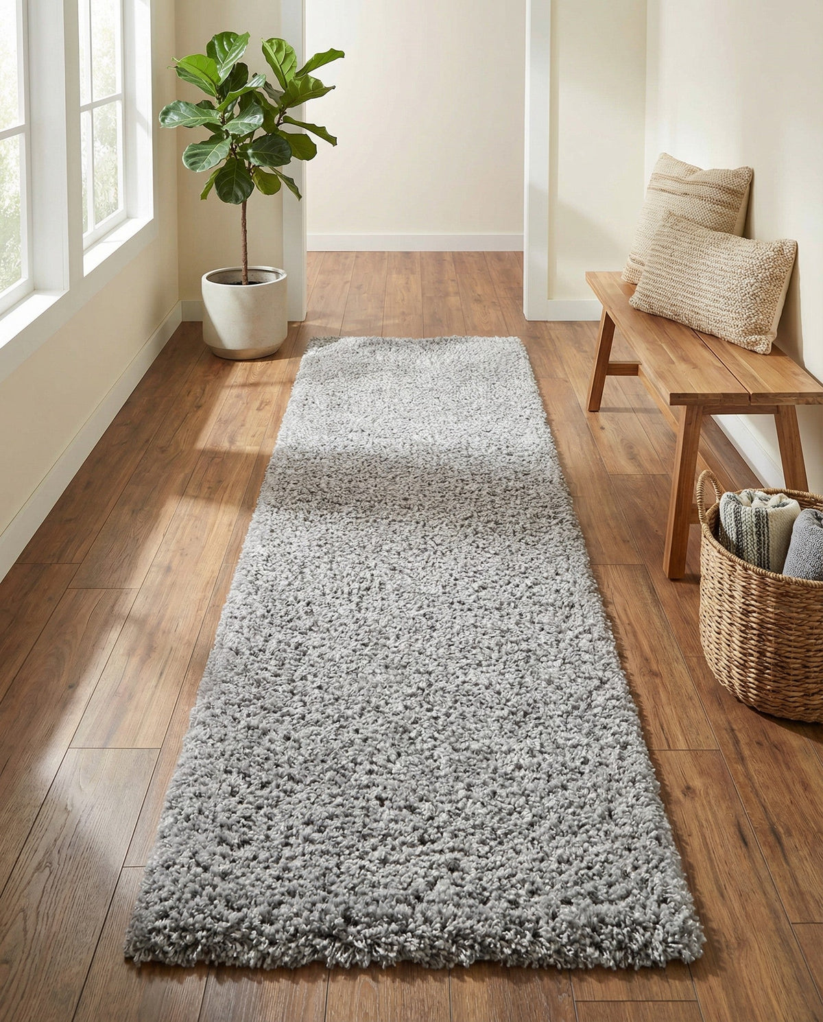 Alpine Plush Collection Area Rug - Verbier Runner LGrey  lifestyle 121