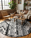 Cascade Range Collection Area Rug - Hood (Black and White) Round Black and White  lifestyle 63