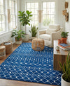 Mediterranean Lattice Collection Area Rug - Santorini (Navy Blue) Rectangle Navy Blue  lifestyle 11