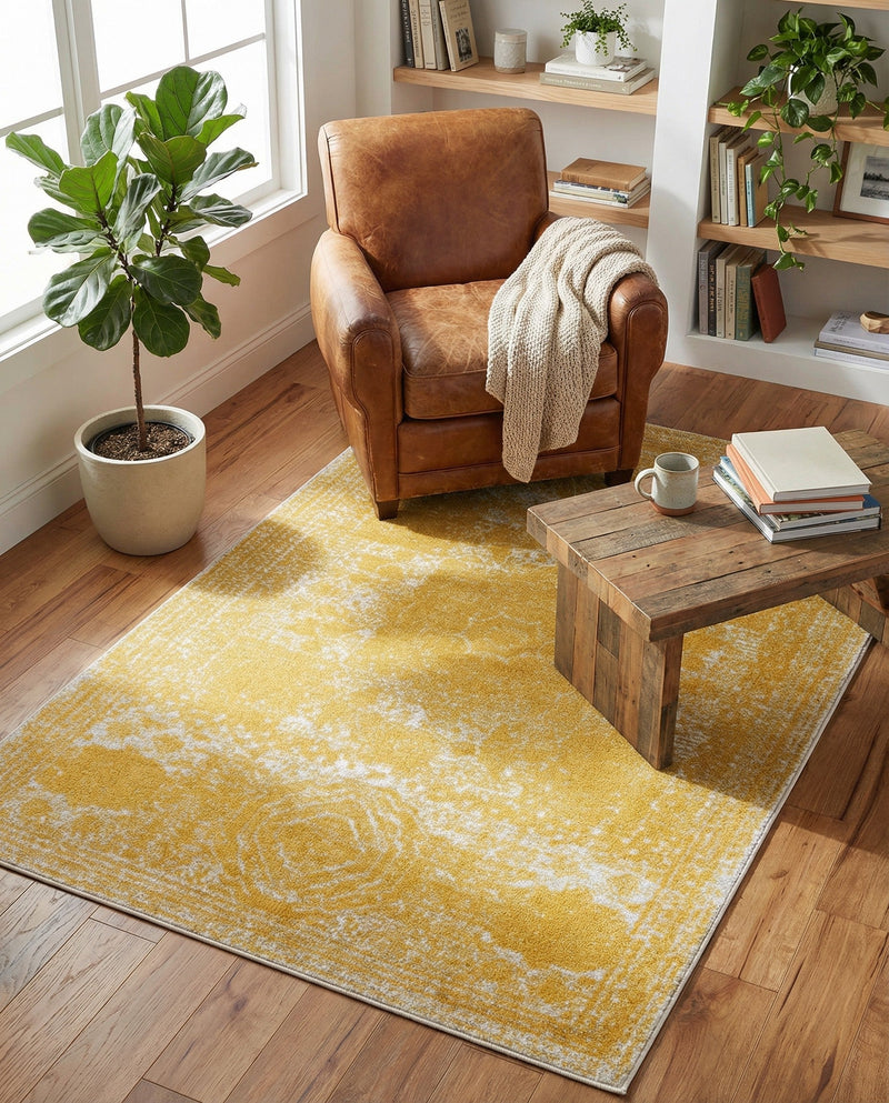 Dover Terrace Collection Area Rug -  Lagoon (Yellow) Rectangle Yellow  lifestyle 17