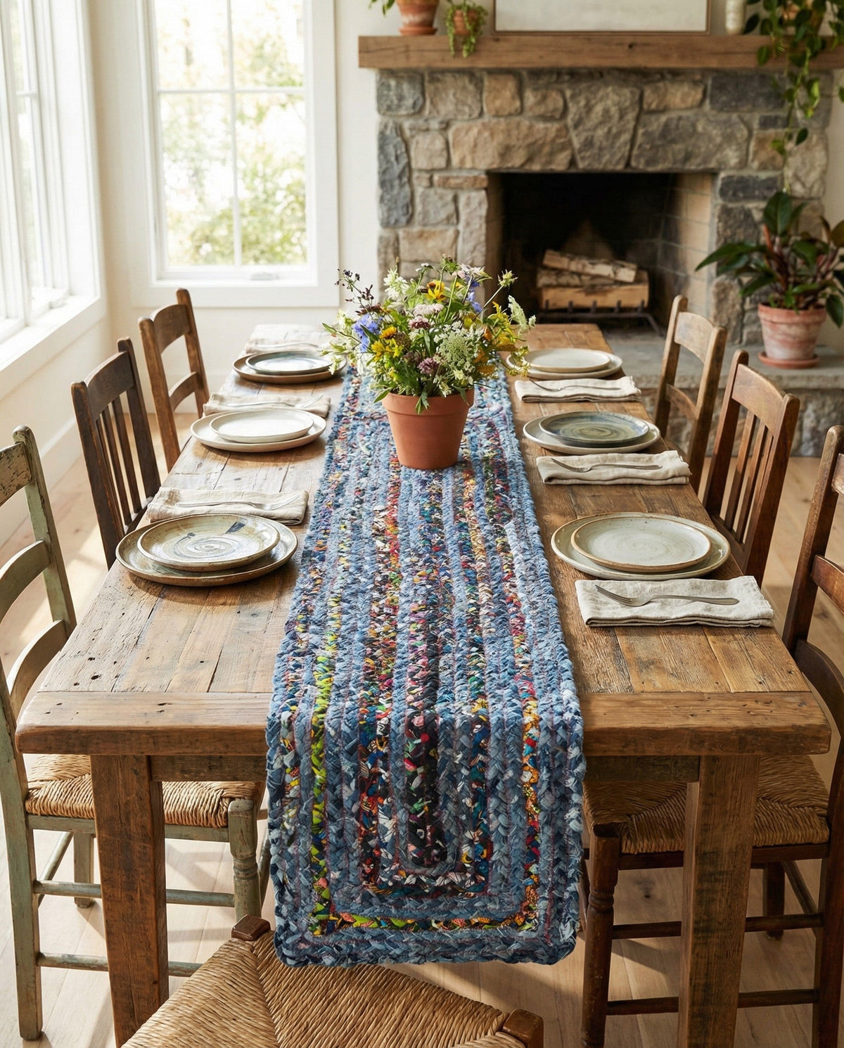 Woven Udaipur Collection Area Rug - Sahara Table Runner Blue and Multi  lifestyle 118
