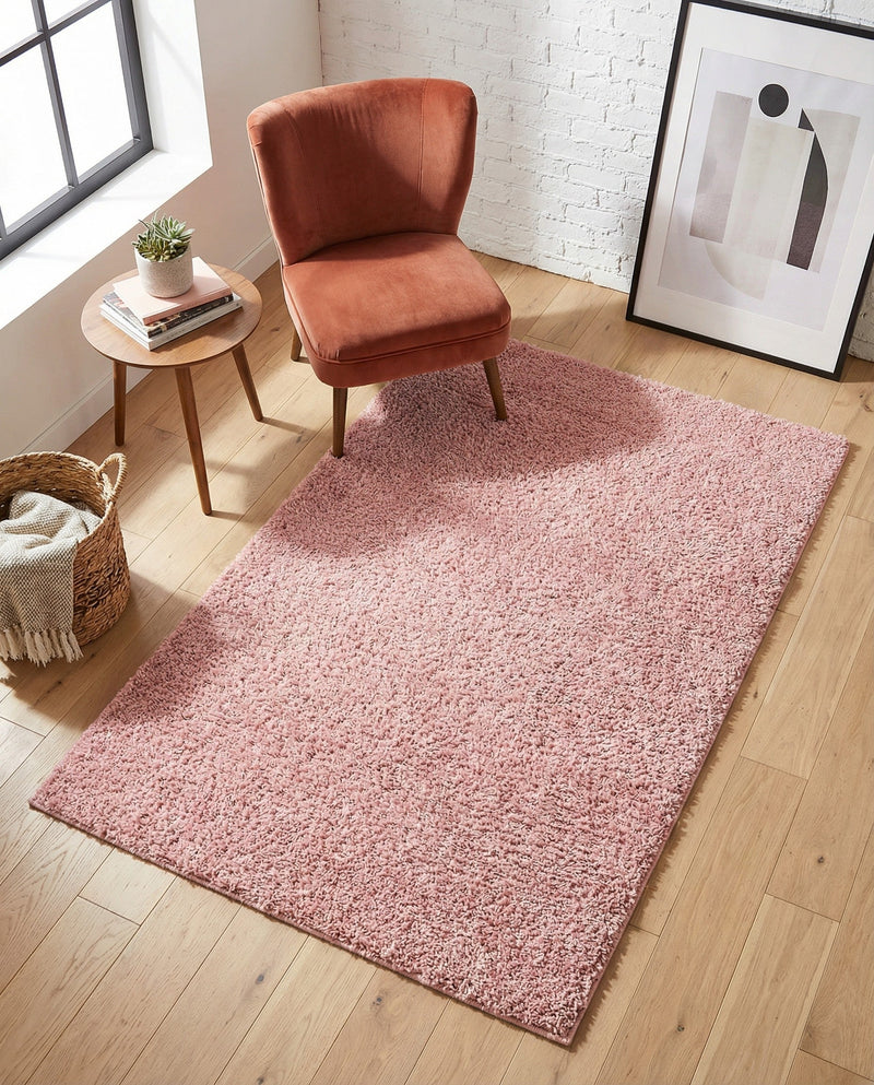 Solid Shag Seaside Collection Area Rug - Azure Cove (Pink) Rectangle Pink  lifestyle 9