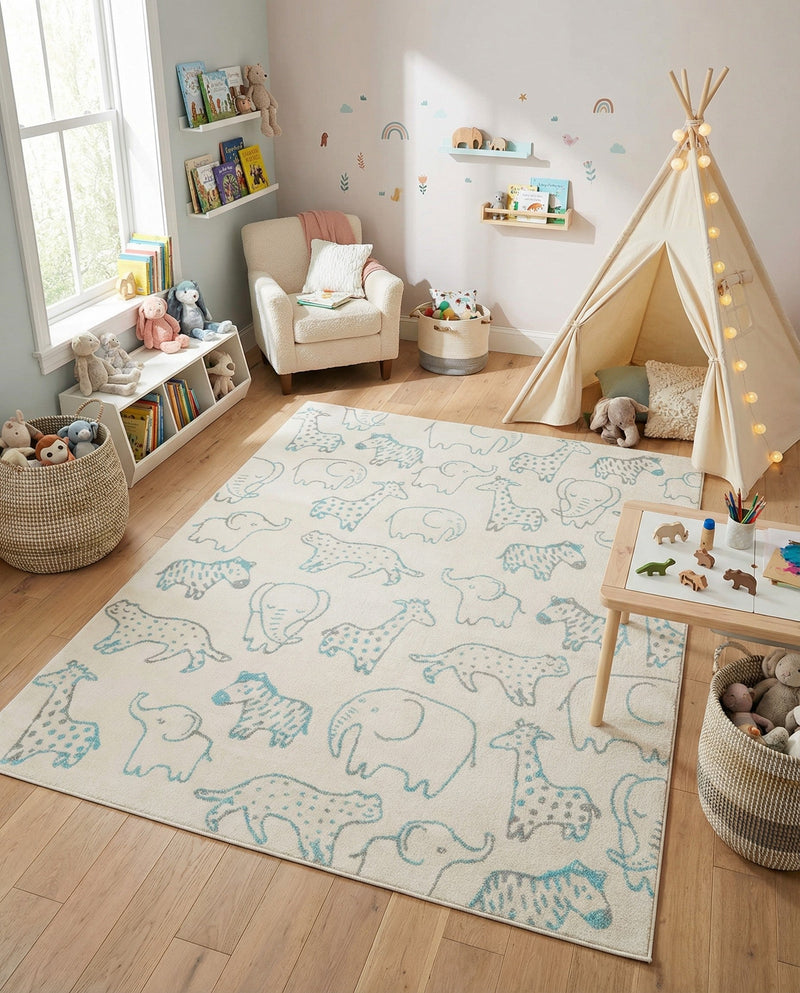 Wonder Tykes Collection Area Rug -  Spectrum Rectangle Ivory  lifestyle 59