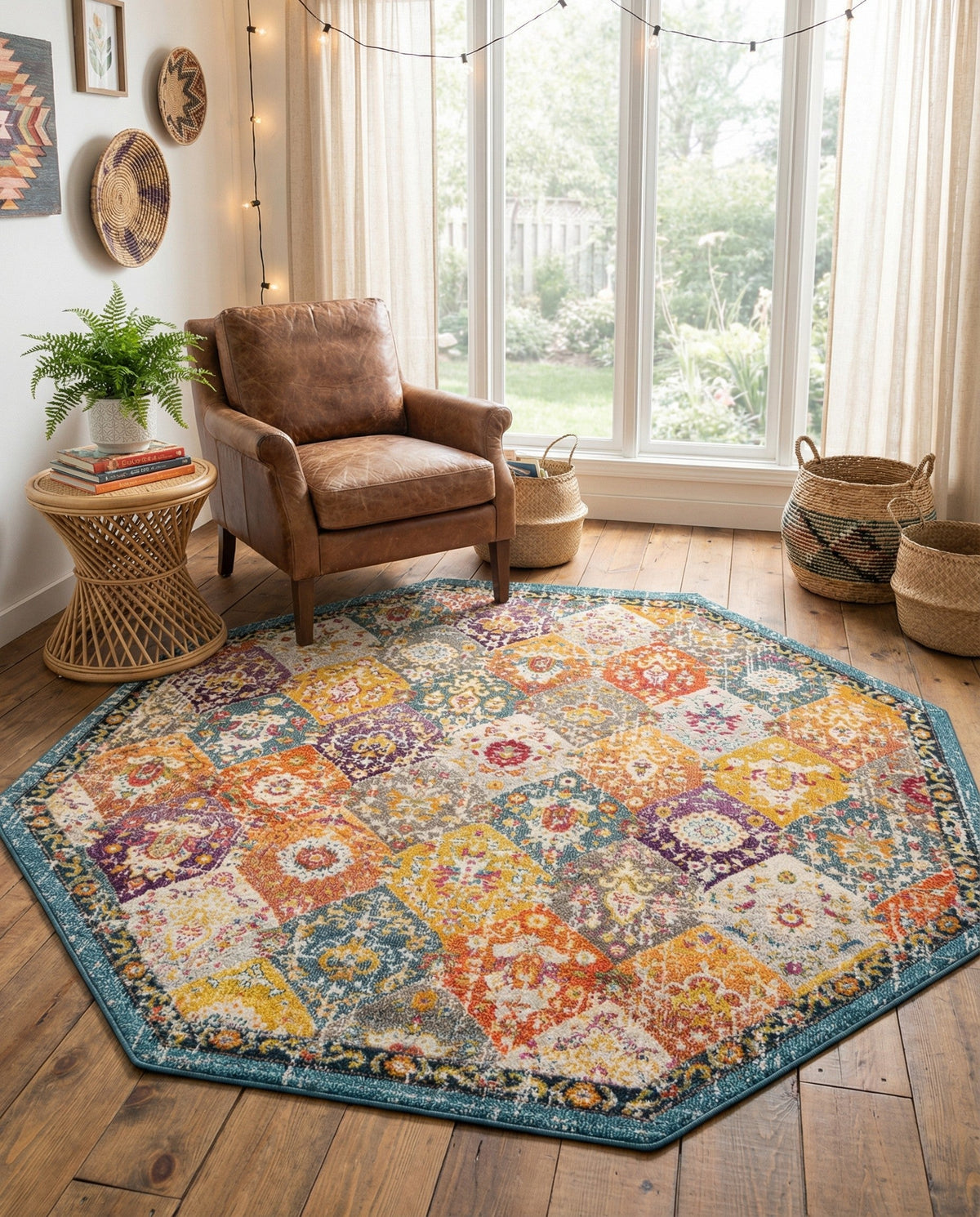 Brighton Terrace Collection Area Rug -  Rottingdean (Multi) Octagon Multi  lifestyle 107