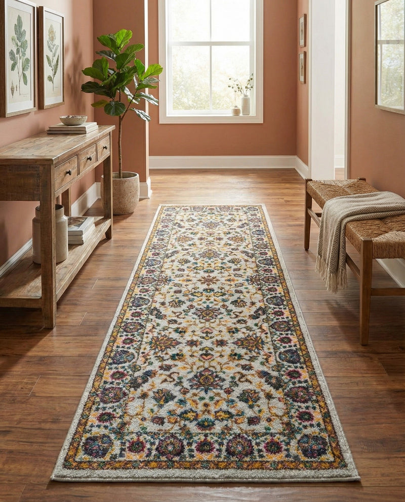 Casablanca Tapestry Collection Area Rug -  Marrakech (Cloud Gray) Runner Cloud Gray  lifestyle 58