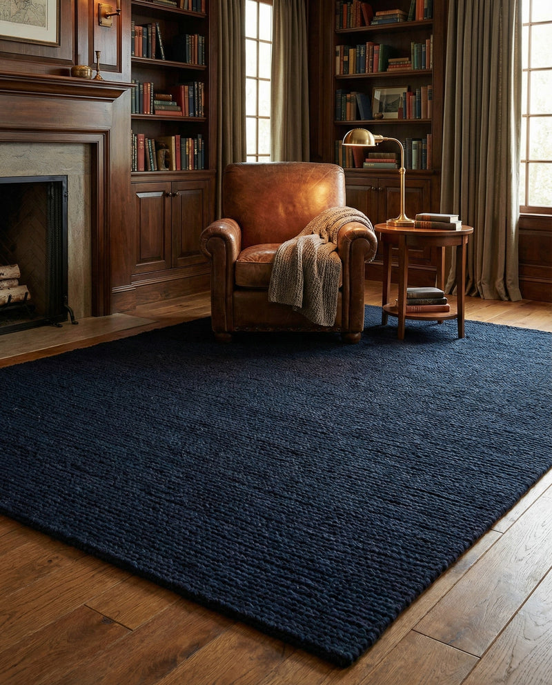 Lana Tasmanian Wool Collection Area Rug - Waitomo Rectangle Navy Blue  lifestyle 21