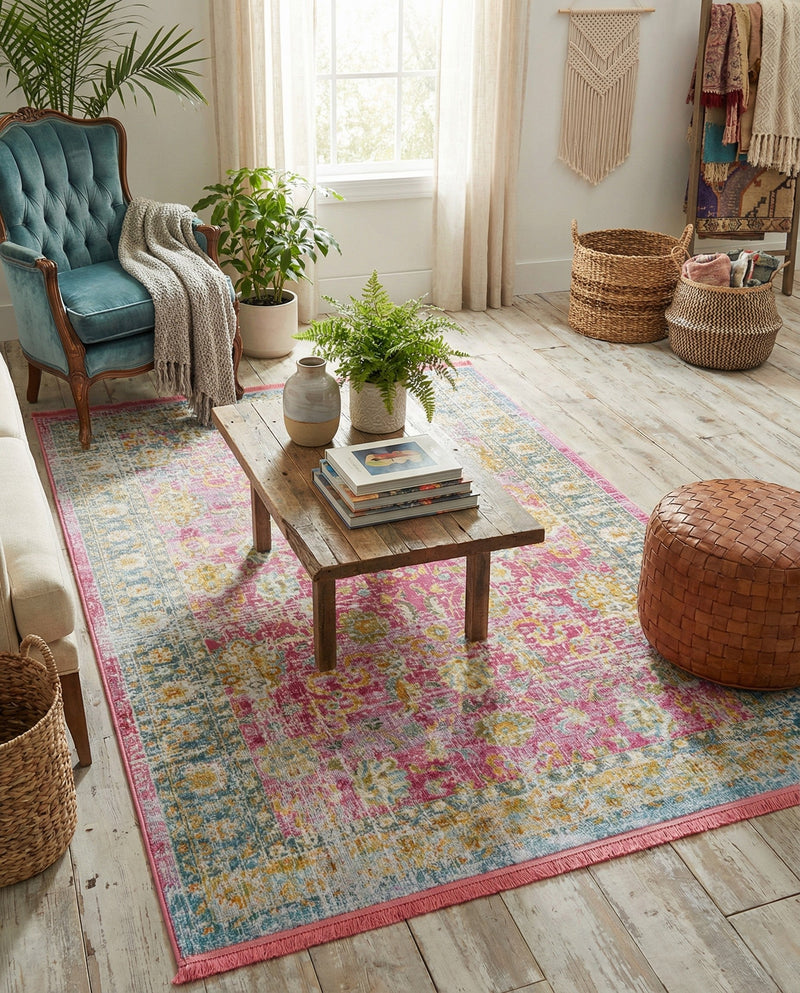 Arcadia Rugs Collection Area Rug -  Shangri-La Rectangle Pink  lifestyle 16