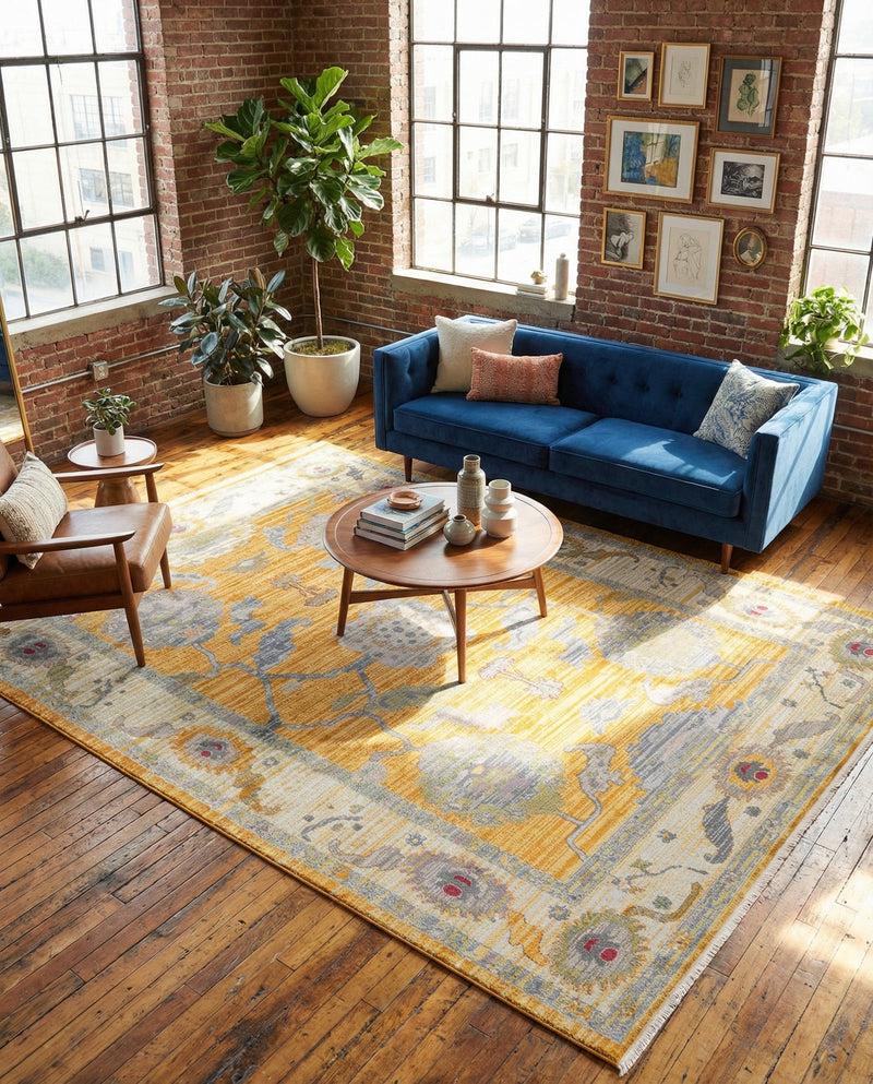 Arcadia Rugs Collection Area Rug - Eden (Yellow) Rectangle Yellow  lifestyle 23