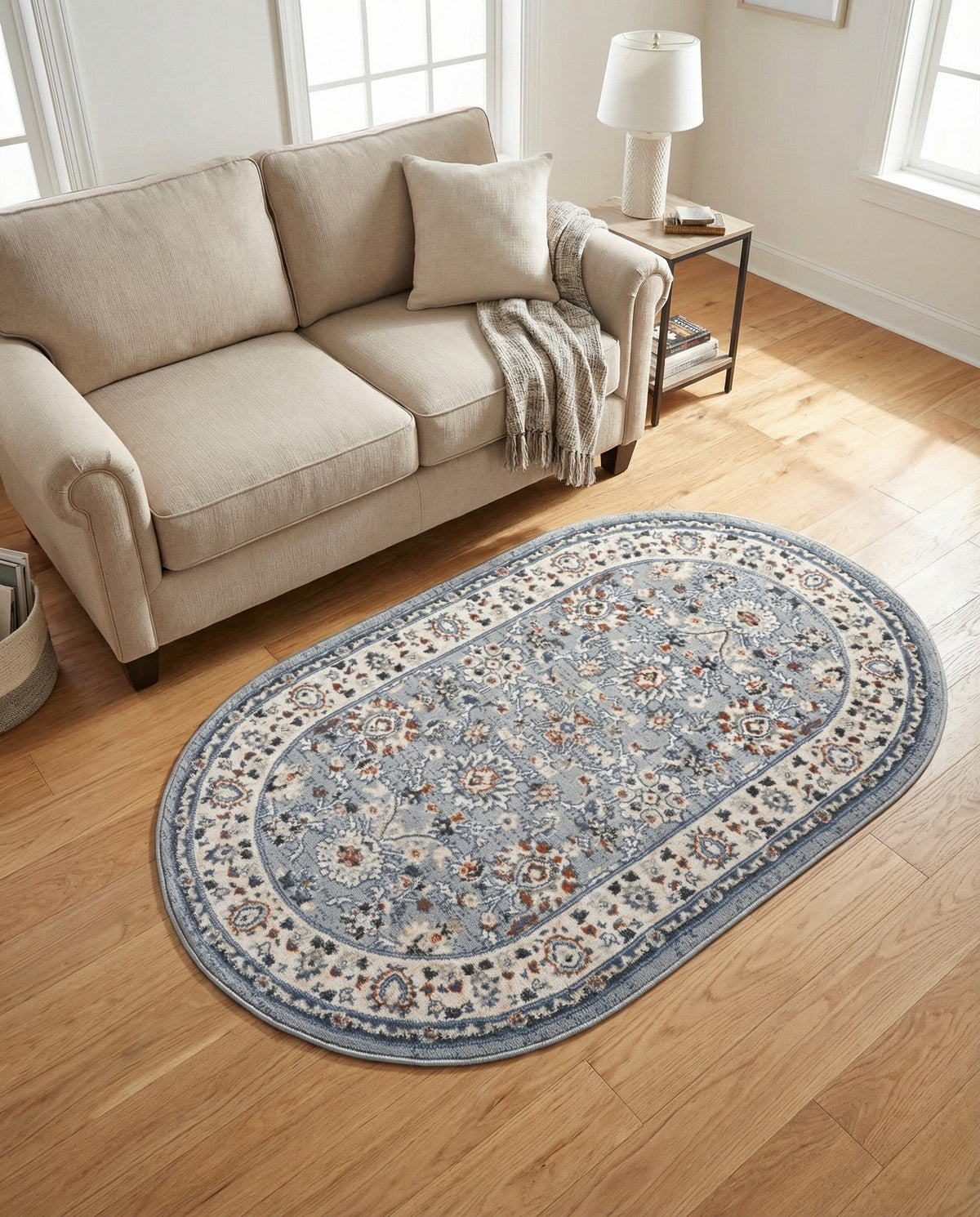 Savannah Elegance Collection Area Rug - Augusta (Aqua Blue) Oval Aqua Blue  lifestyle 133