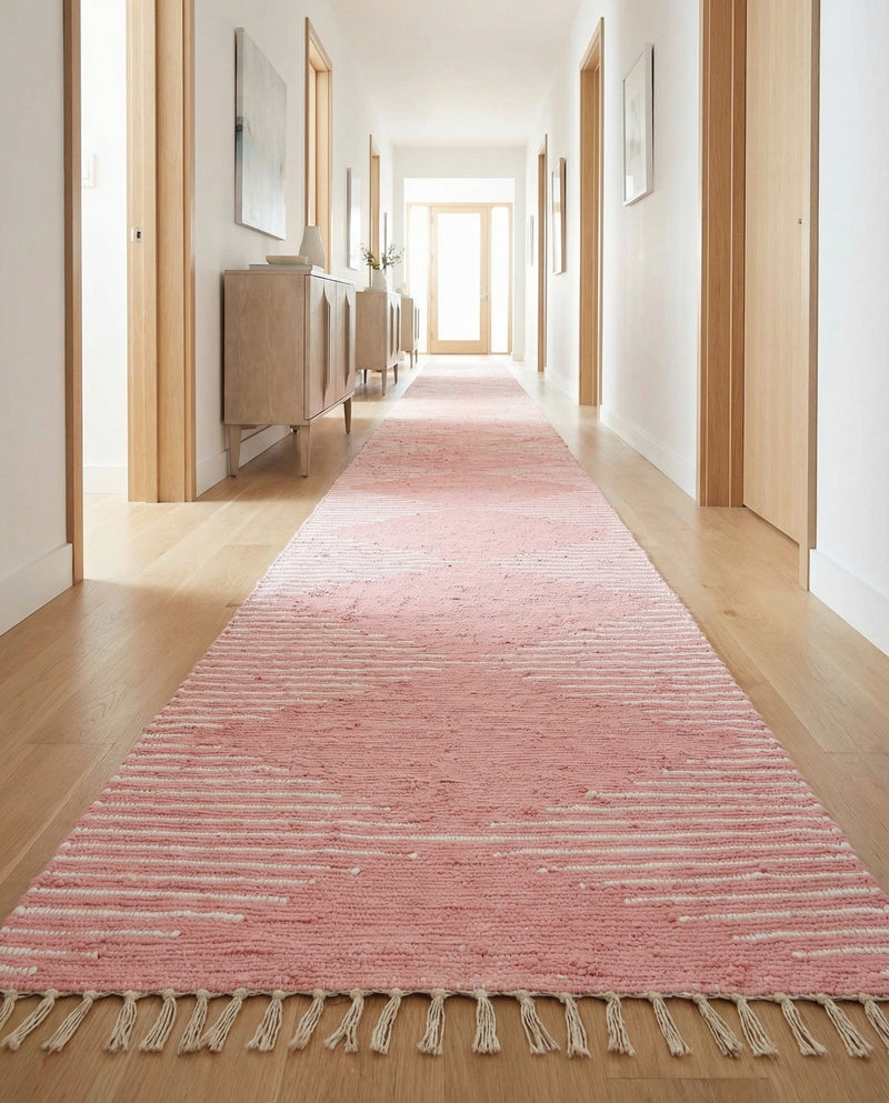 Thar Cotton Collection Area Rug - Jaisalmer (Rose) Runner Rose  lifestyle 66