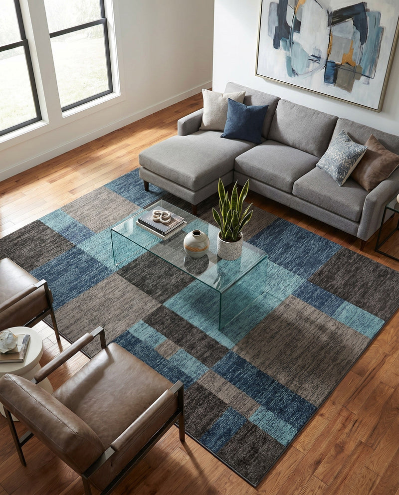 Autumn Meadow Collection Area Rug -  Sycamoreside (Blue Gray) Rectangle Blue Gray  lifestyle 15