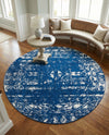 Brighton Stripes Collection Area Rug - Sussex (Navy Blue) Round Navy Blue  lifestyle 34