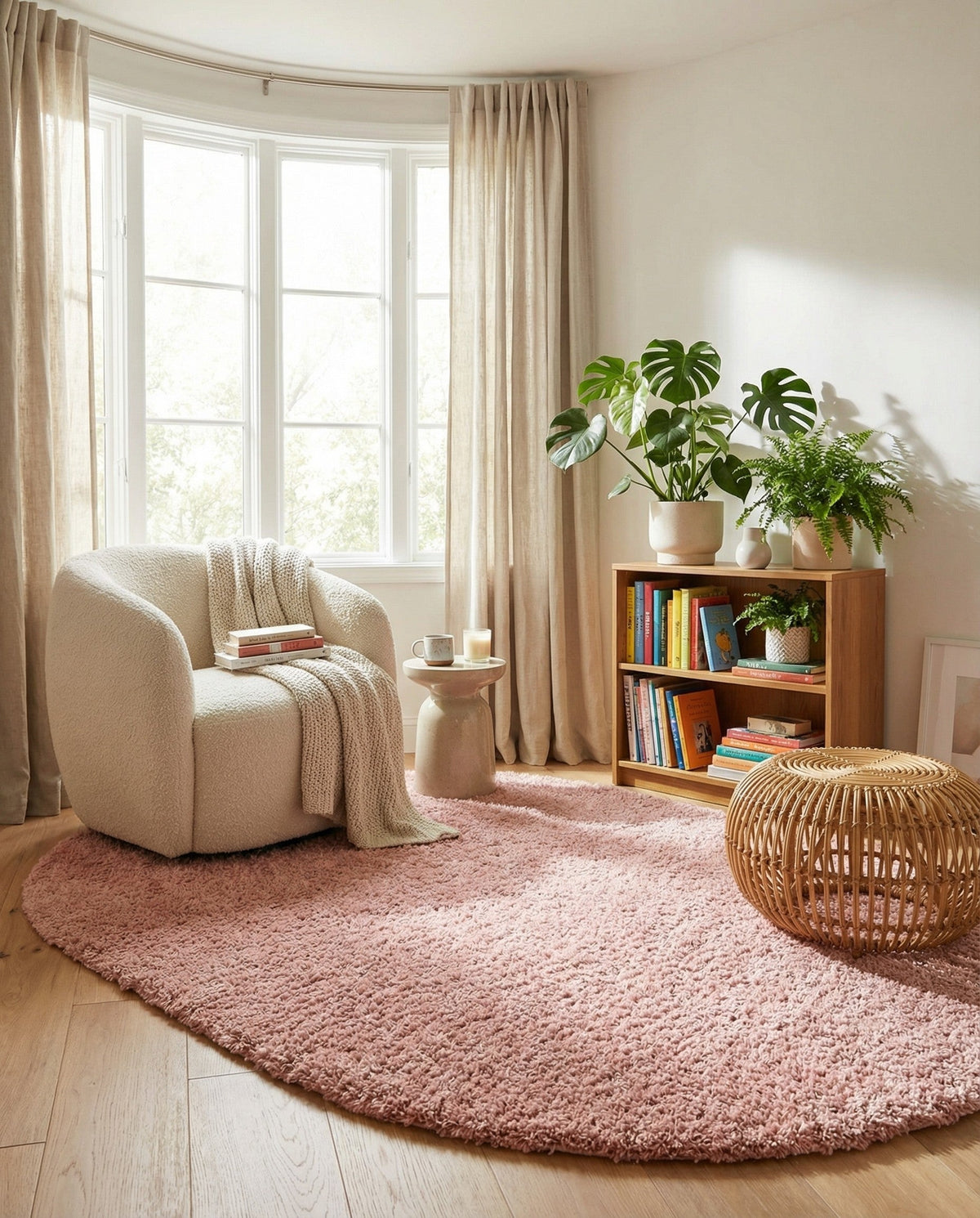 Alpine Plush Collection Area Rug - Verbier Oval Pink  lifestyle 109