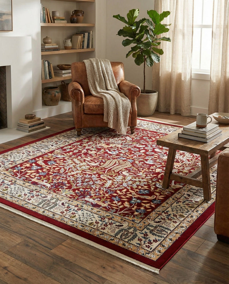 Persian Elegance Collection Area Rug -  Kerman (Burgundy) Rectangle Burgundy  lifestyle 9