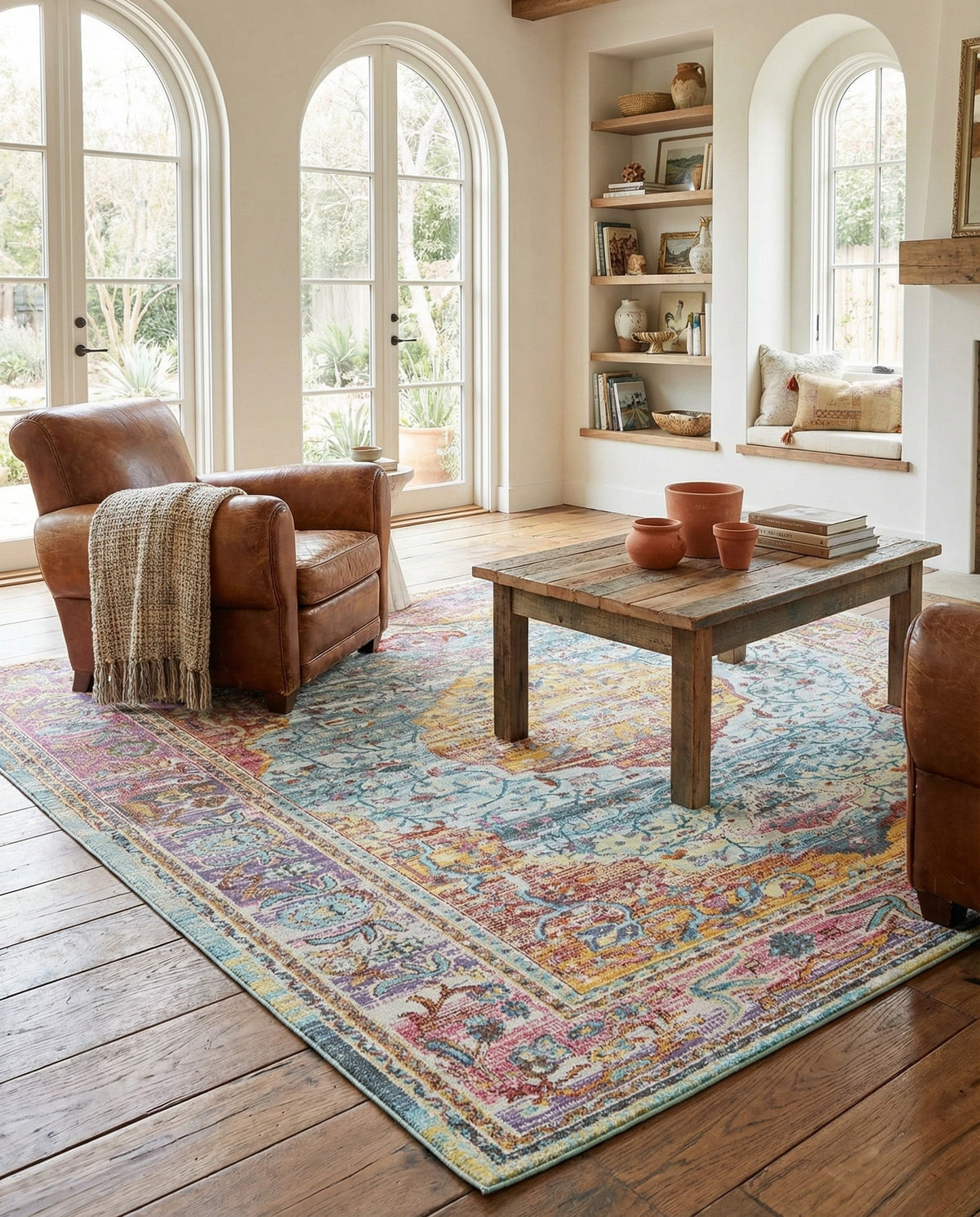 Caribbean Breeze Collection Area Rug -  Vieques Square Light Blue  lifestyle 72