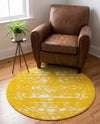 Brighton Stripes Collection Area Rug - Sussex (Yellow) Round Yellow  lifestyle 37