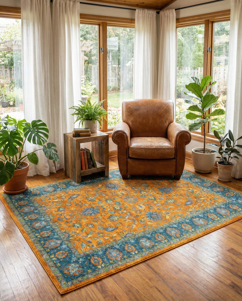 Casablanca Tapestry Collection Area Rug -  Marrakech (Sunshine Yellow) Rectangle Sunshine Yellow  lifestyle 13