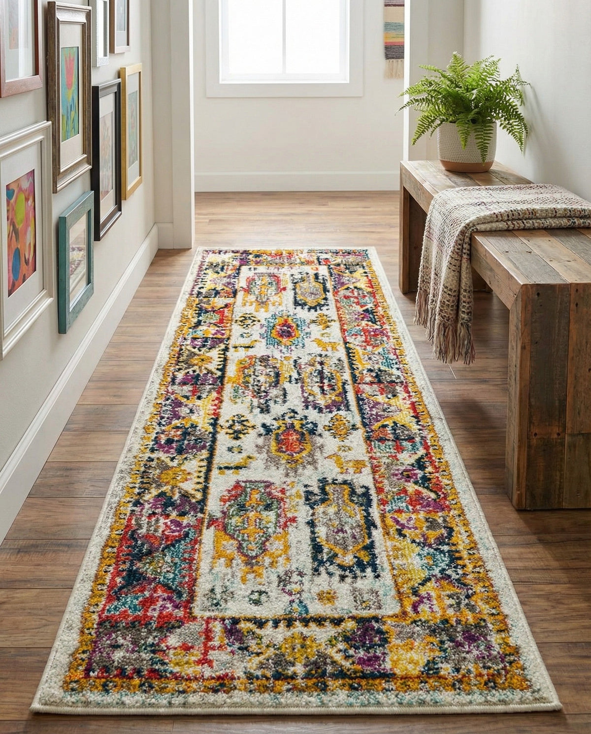 Brighton Terrace Collection Area Rug -  Portslade Runner Ivory  lifestyle 103