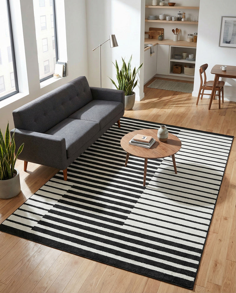 Copenhagen Edge Collection Area Rug -  Vesterbro Rectangle Black  lifestyle 48