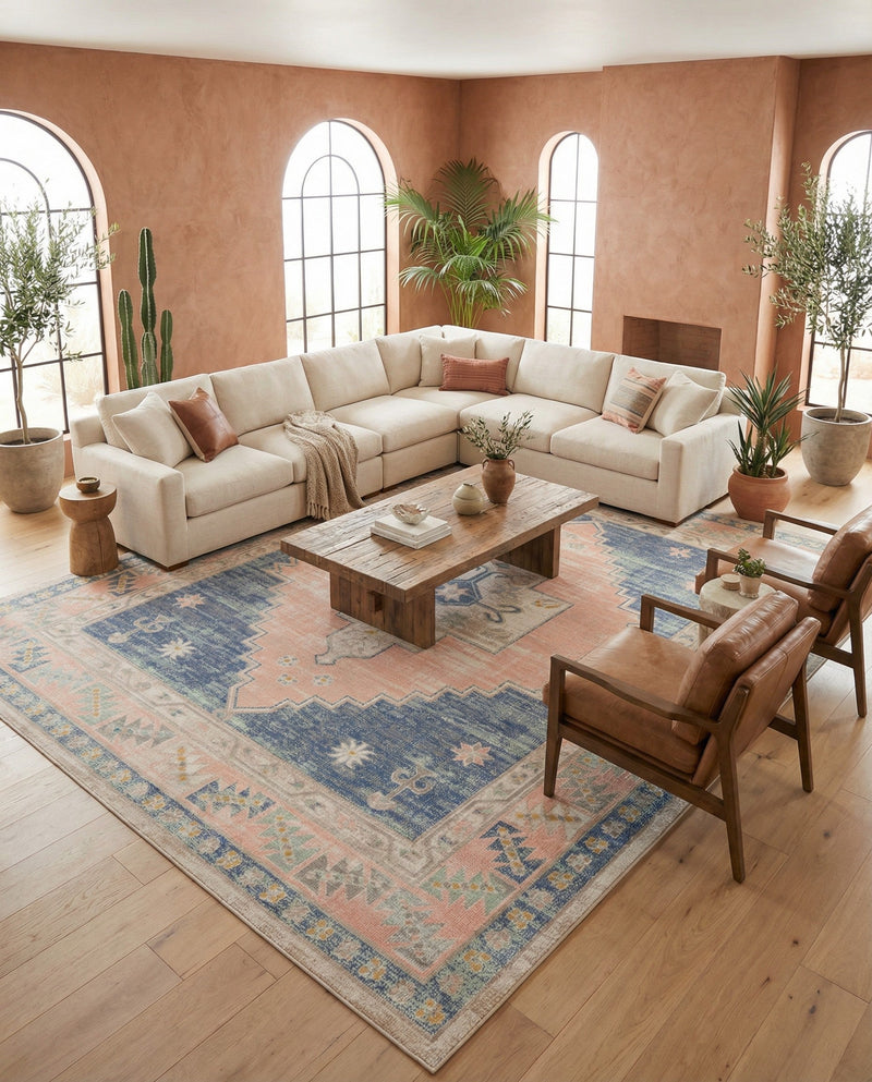 Savannah Series Collection Area Rug -  Augusta (French Blue) Rectangle French Blue  lifestyle 4