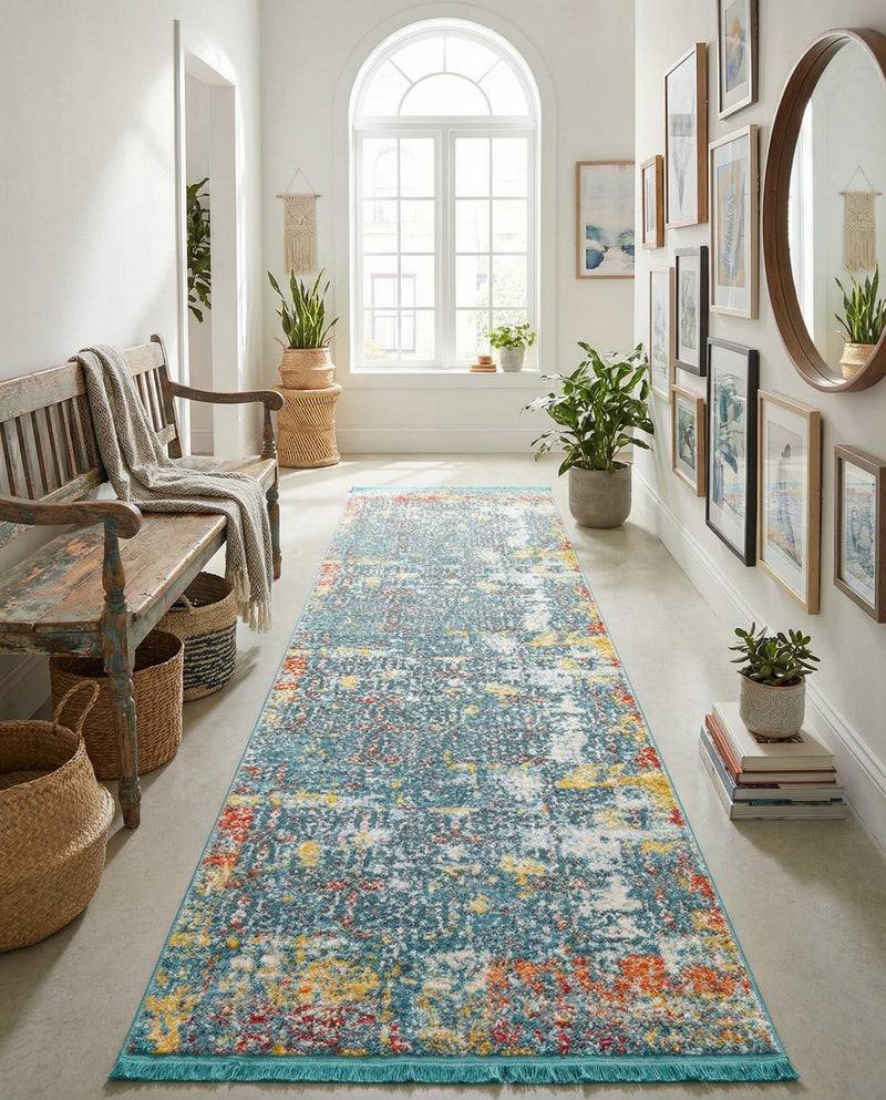 Caribbean Breeze Collection Area Rug -  Quantic Runner Blue  lifestyle 39