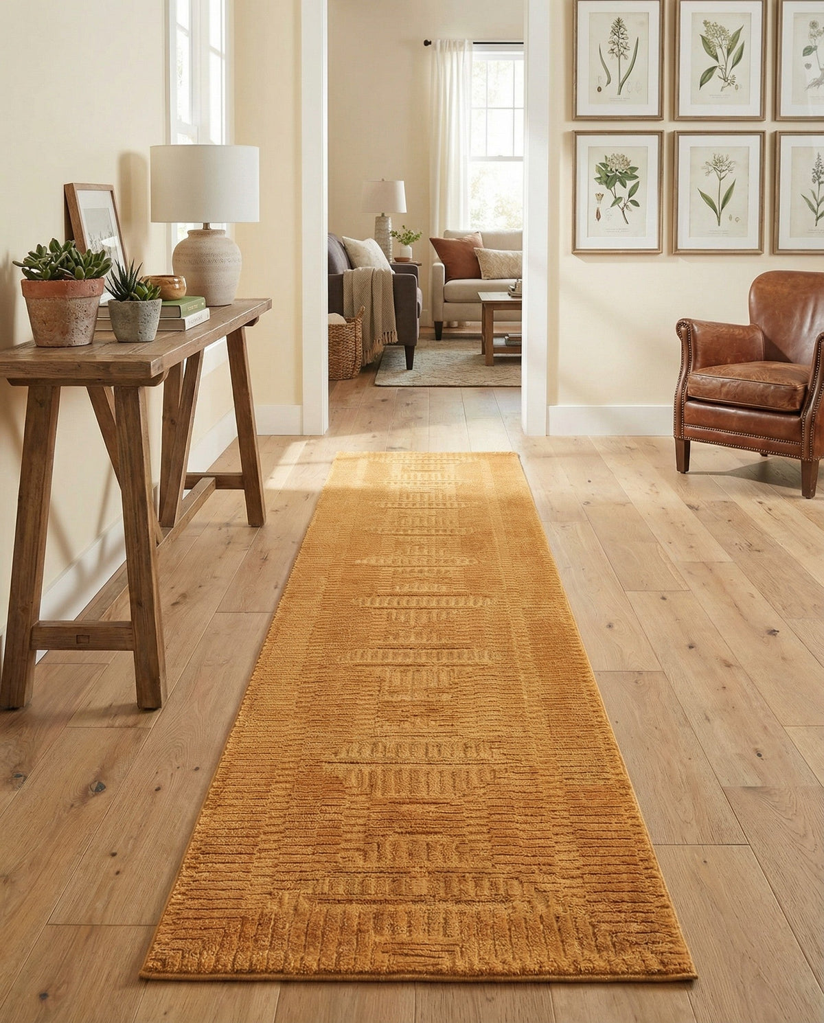 Haven Tapestry Collection Area Rug -  TranquilGlade Runner Goldenrod Glow  lifestyle 60