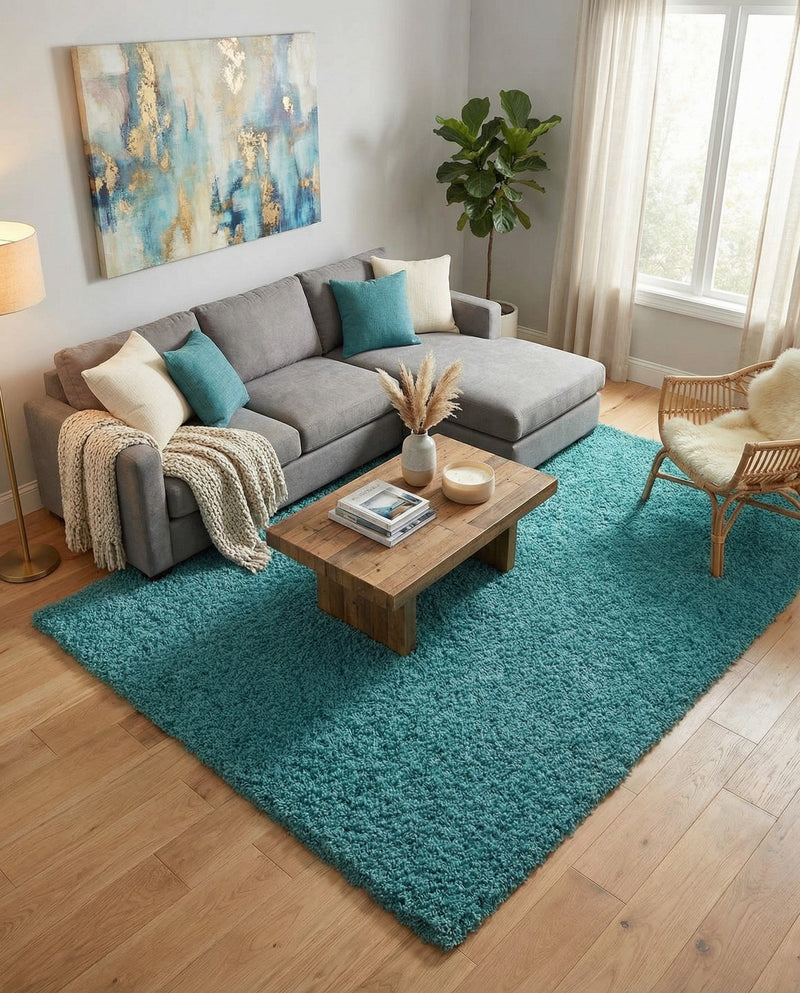 Plush Oasis Collection Area Rug - Serenity (Deep Aqua Blue) Rectangle Deep Aqua Blue  lifestyle 30
