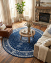 Dover Terrace Collection Area Rug - Marina (Navy Blue) Round Navy Blue  lifestyle 45