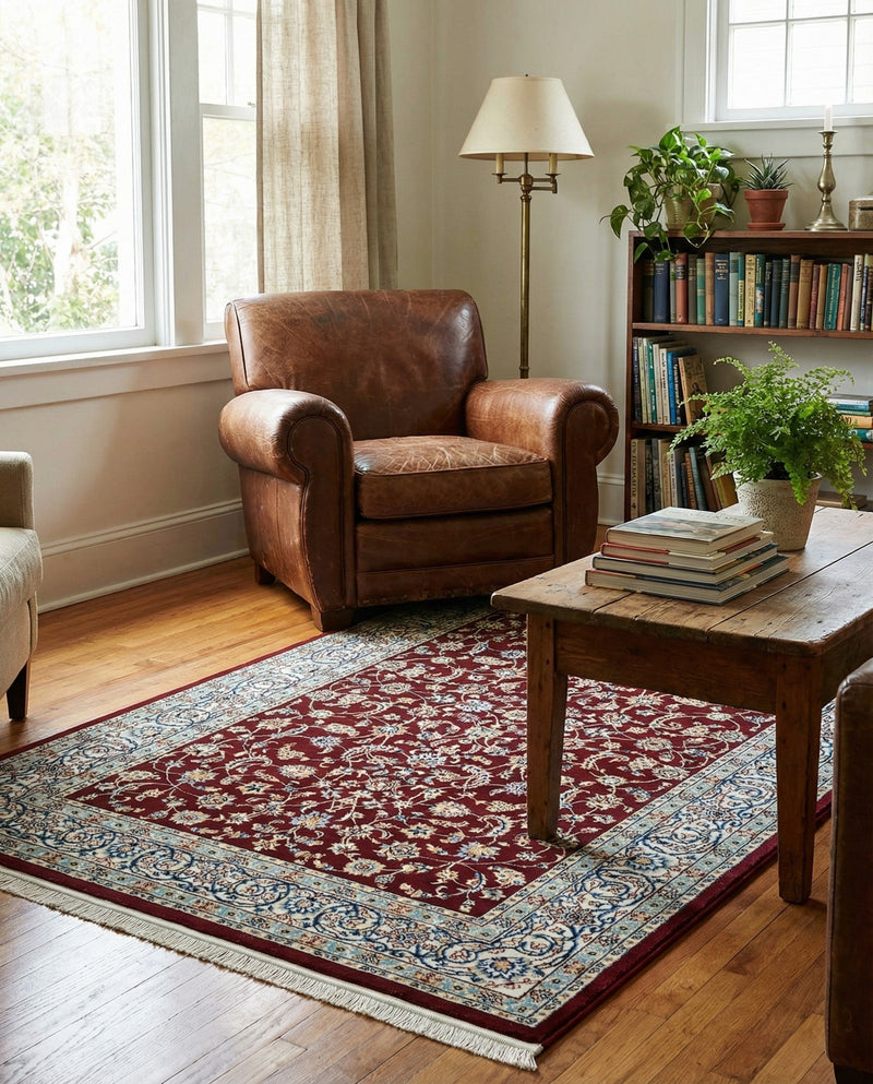 Persian Elegance Collection Area Rug -  Ardabil Rectangle Burgundy  lifestyle 49