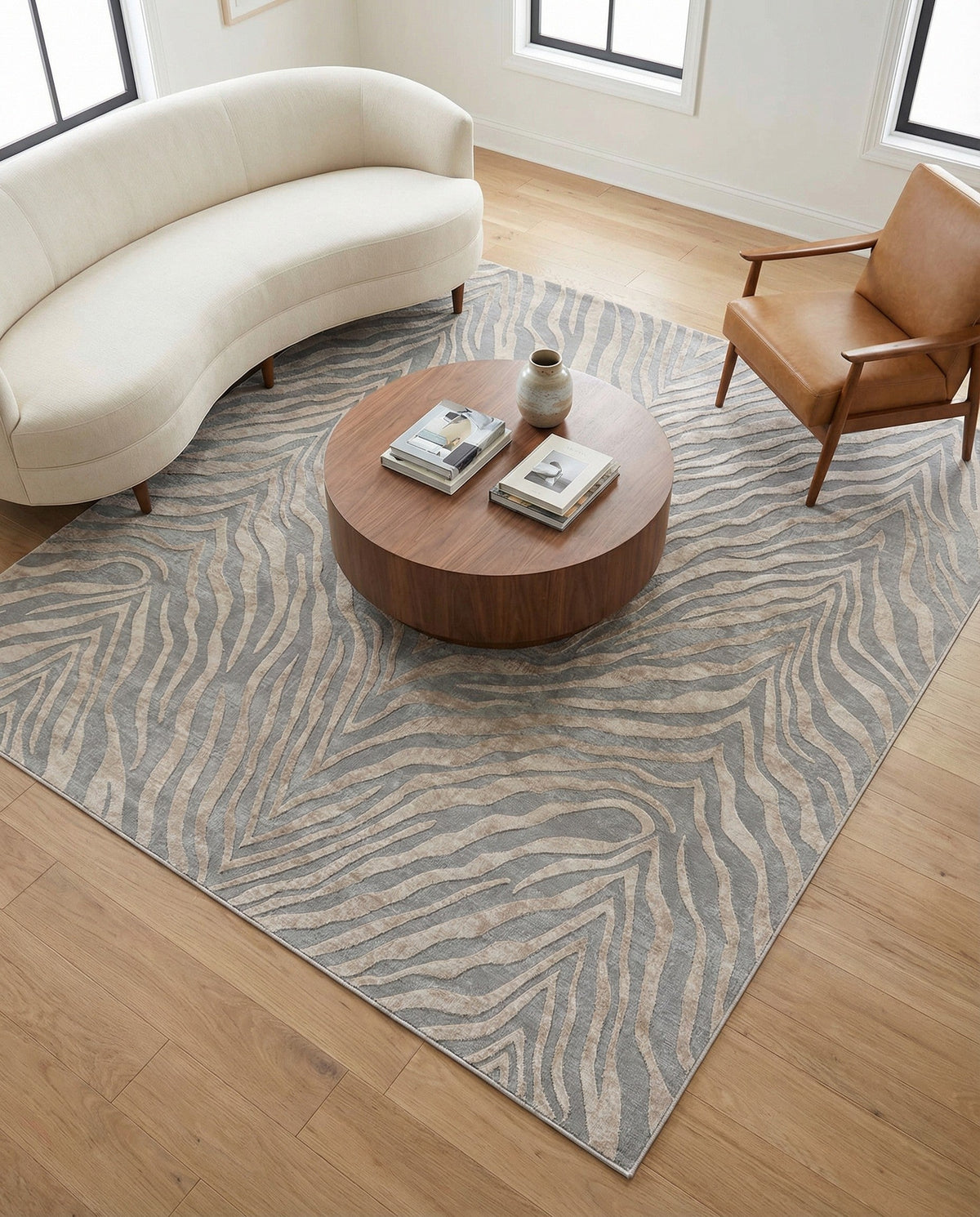 Bloomsbury Elegance Collection Area Rug -  Chelsea Square Gray and Ivory  lifestyle 142