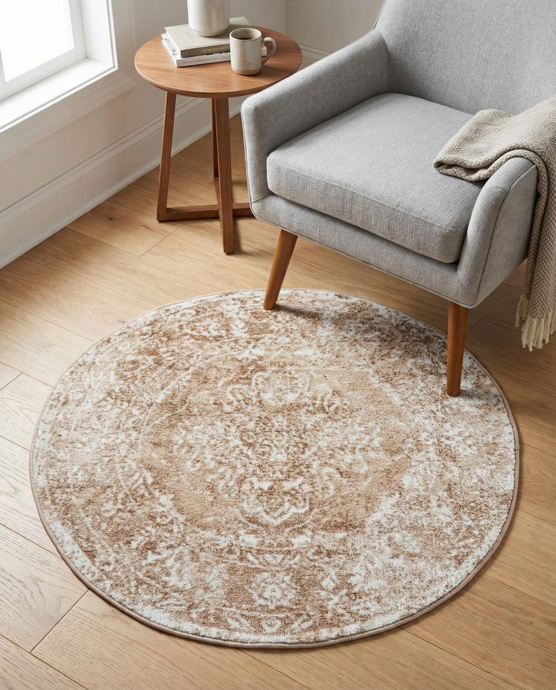 Cambridge Classics Collection Area Rug -  Magdalene (Beige) Round Beige  lifestyle 71
