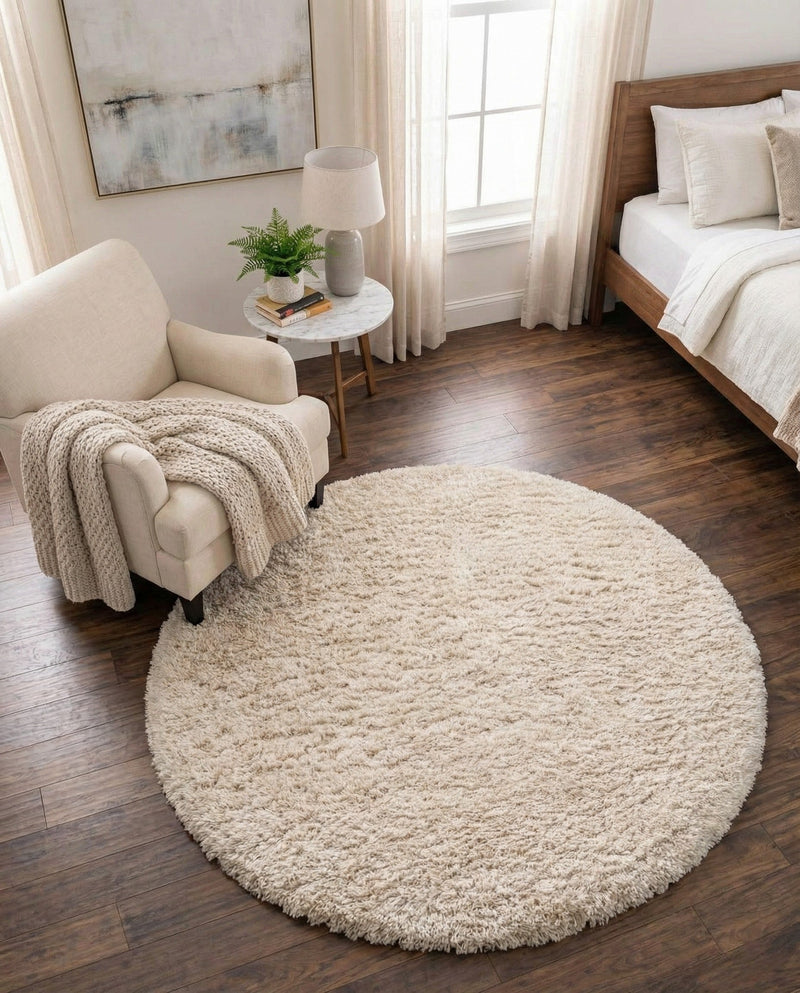 Eternal Plush Oasis Collection Area Rug -  Tranquility (Linen) Round Linen  lifestyle 74