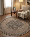 Patio Heritage Collection Area Rug -  Charleston (Beige) Round Beige  lifestyle 71