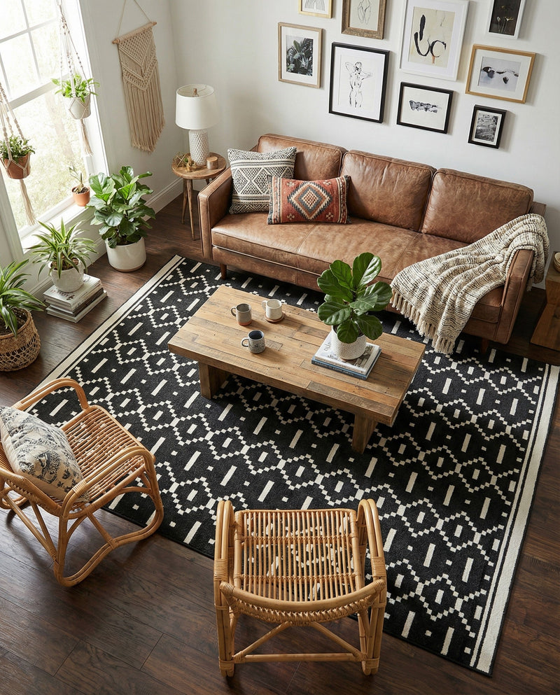 Copenhagen Edge Collection Area Rug -  Tivoli Rectangle Black  lifestyle 27