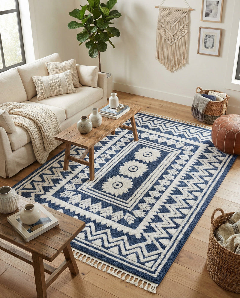 Sahara Chic Collection Area Rug -  Tangier Rectangle Blue  lifestyle 30