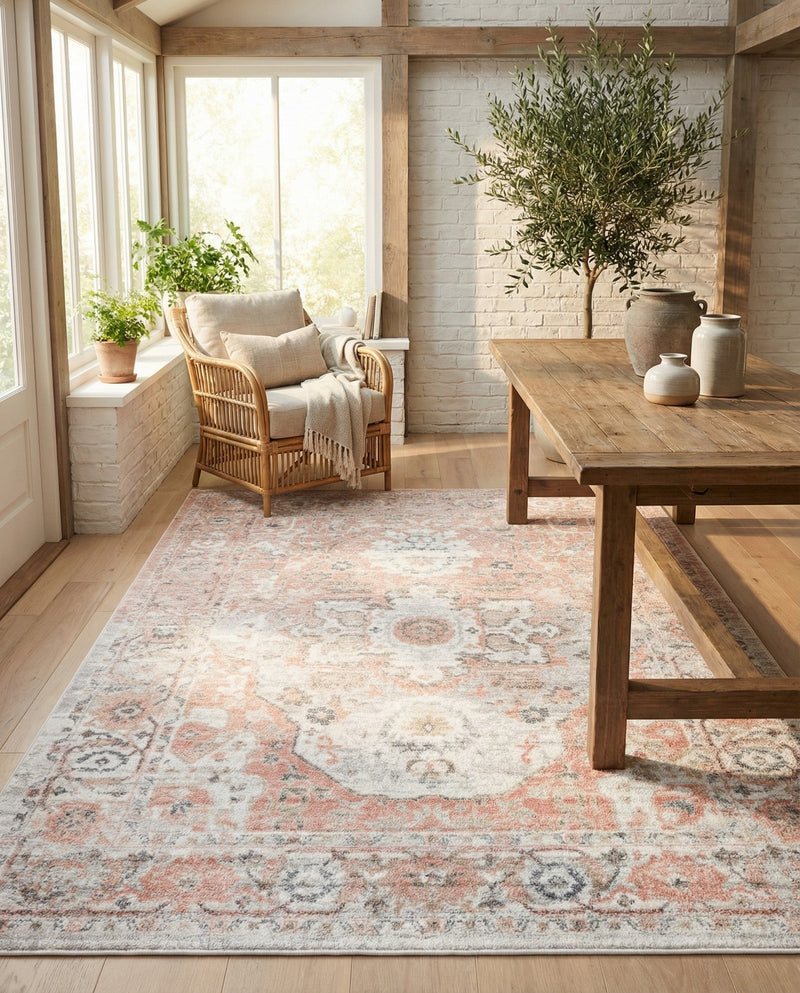 Parisian Elegance Collection Area Rug - Versailles (Rose Pink) Rectangle Rose Pink  lifestyle 8