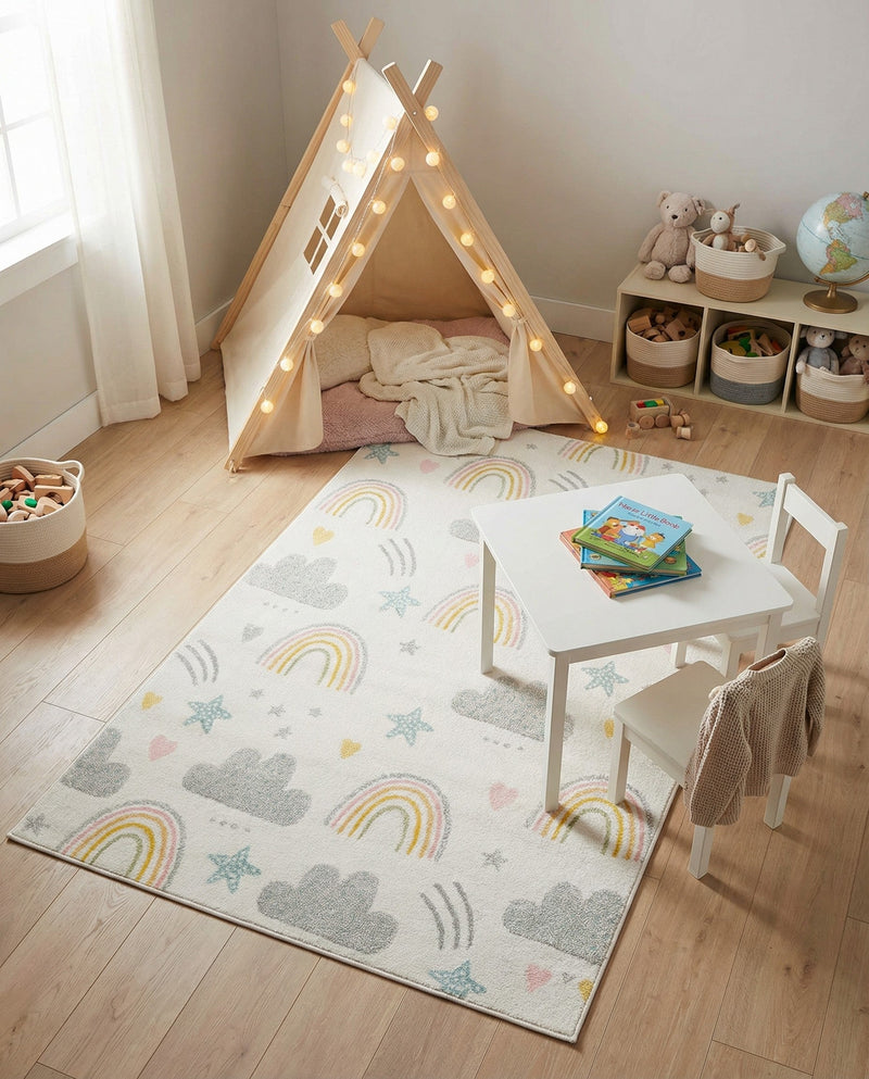 Wonder Tykes Collection Area Rug -  Pixel Rectangle Ivory  lifestyle 29