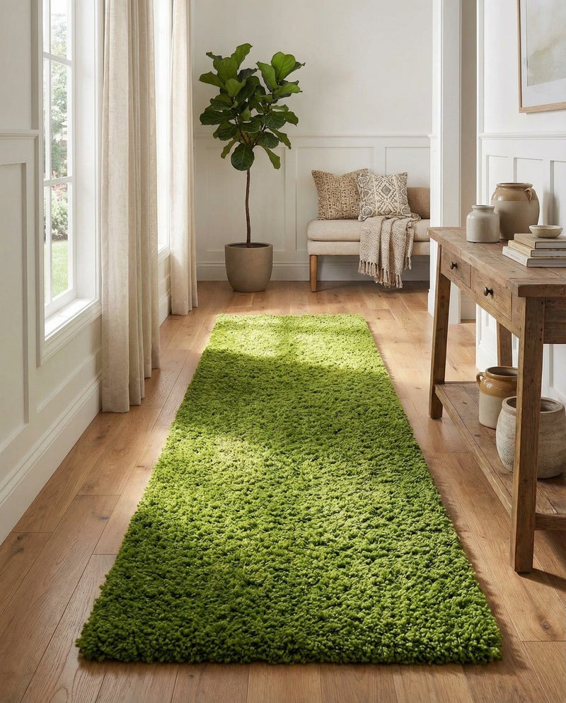 Plush Oasis Collection Area Rug - Serenity (Grass Green) Runner Grass Green  lifestyle 55
