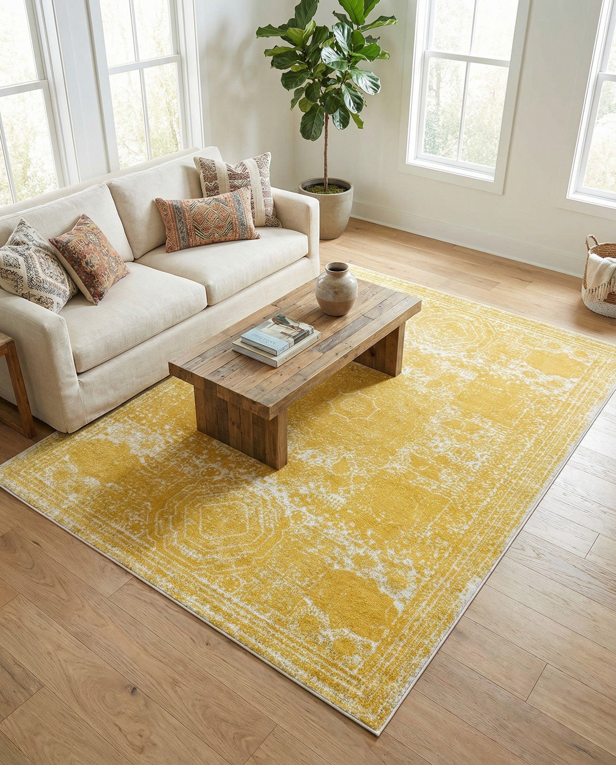 Dover Terrace Collection Area Rug -  Lagoon (Yellow) Rectangle Yellow  lifestyle 11