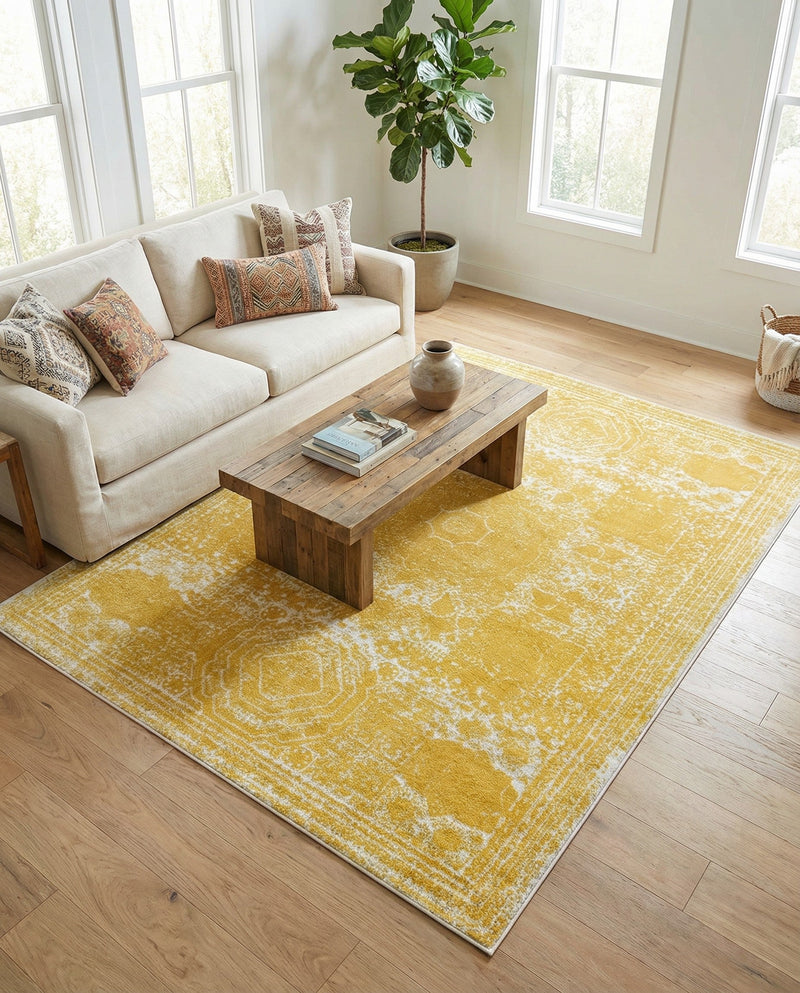 Dover Terrace Collection Area Rug -  Lagoon (Yellow) Rectangle Yellow  lifestyle 11
