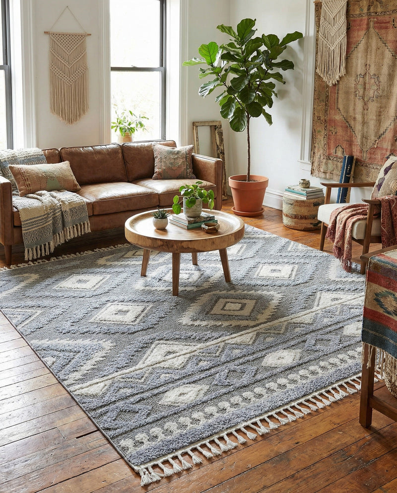 Sahara Chic Collection Area Rug -  Fez Rectangle Gray  lifestyle 31