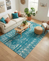 Brighton Stripes Collection Area Rug - Sussex (Turquoise) Rectangle Turquoise  lifestyle 11