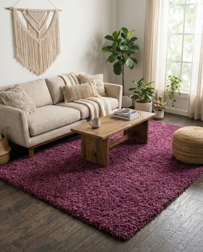 Plush Oasis Collection Area Rug - Serenity (Eggplant Purple) Rectangle Eggplant Purple  lifestyle 30